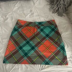 Loudmouth size 4. Plaid Mini Skirt in Orange and Green